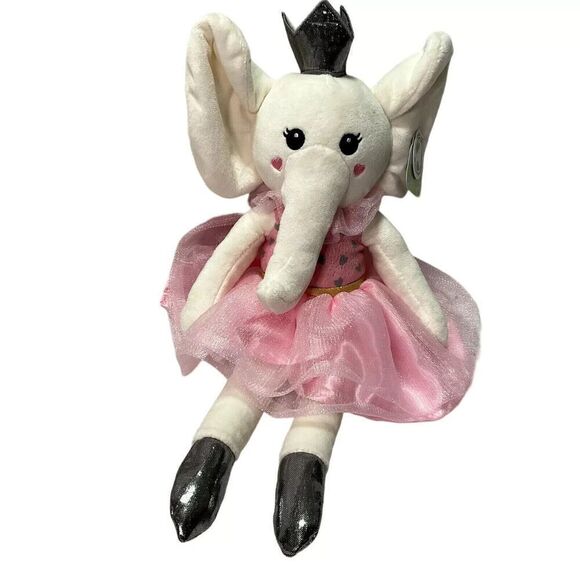 SPARK CREATE IMAGINE ELEPHANT BALLERINA PLUSH STUFFED ANIMAL RATTLE CRINKLE TOY - Picture 1 of 5